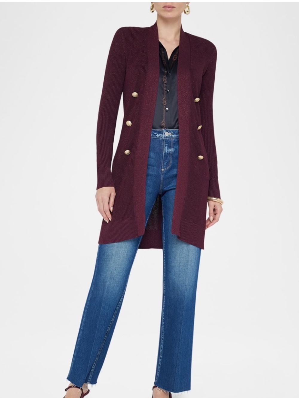 L’AGENCE Noe Cardigan Color: Dark Wine